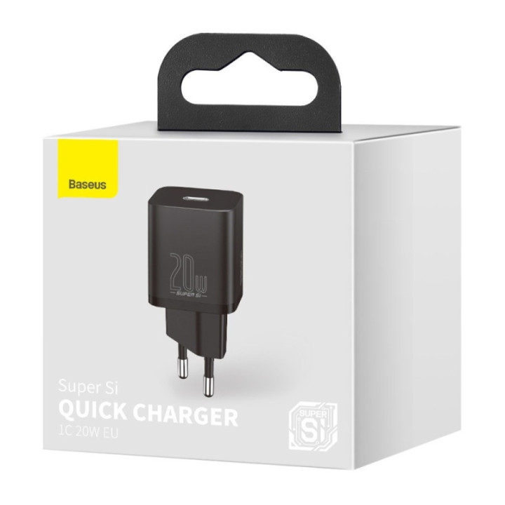Baseus polnilec Super Si PD 20W 1x Type-C črn