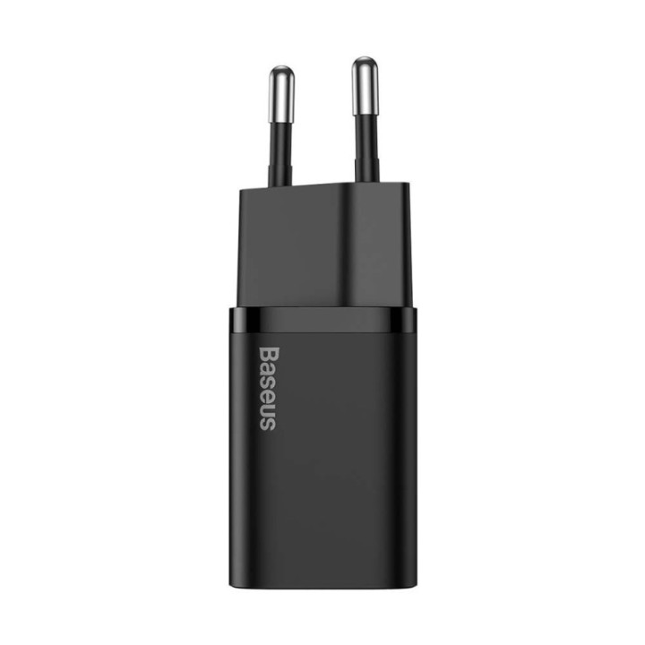 Baseus polnilec Super Si PD 25W 1x Type-C in USB-C kabel črn