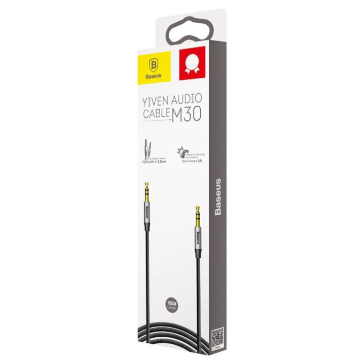 Baseus Yiven M30 kabel 3 5 mm (AUX) na 3 5 mm (AUX) 1m črn