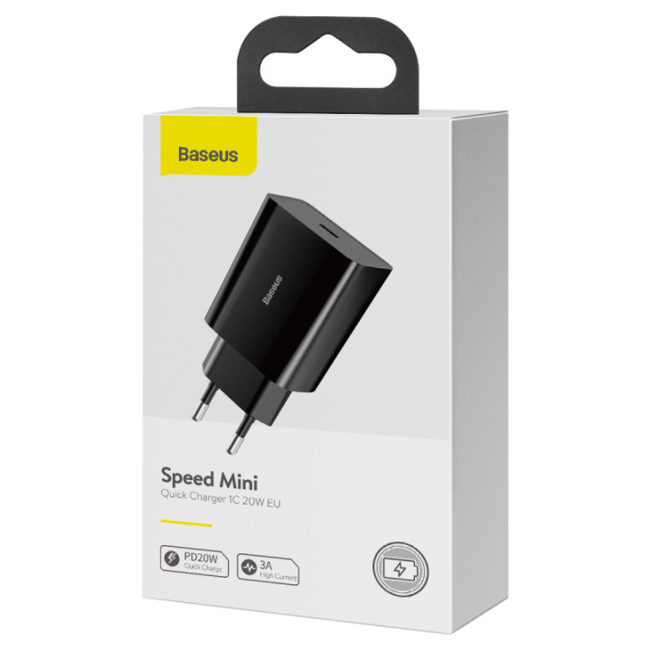 Baseus polnilec Speed Mini PD 20W 1x Type-C črn