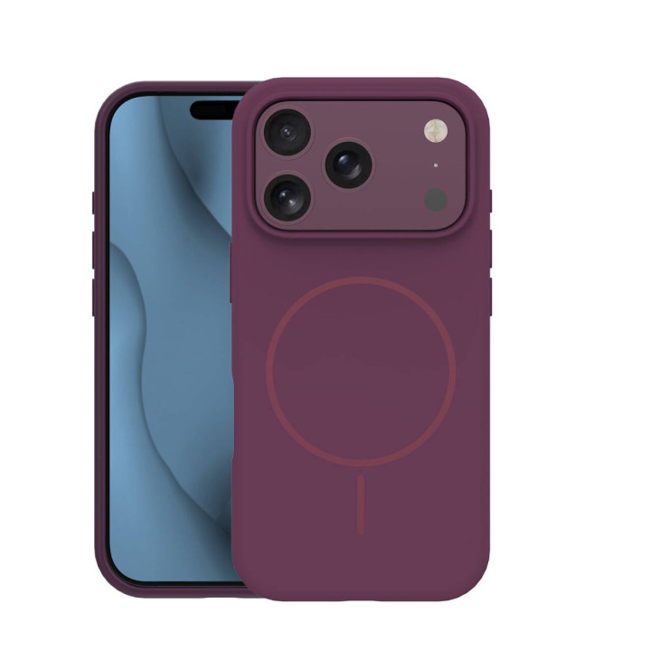 Tanek silikon ovitek MagSafe za iPhone 17 Pro Max / iPhone 18 Pro Max v barvi temne češnje