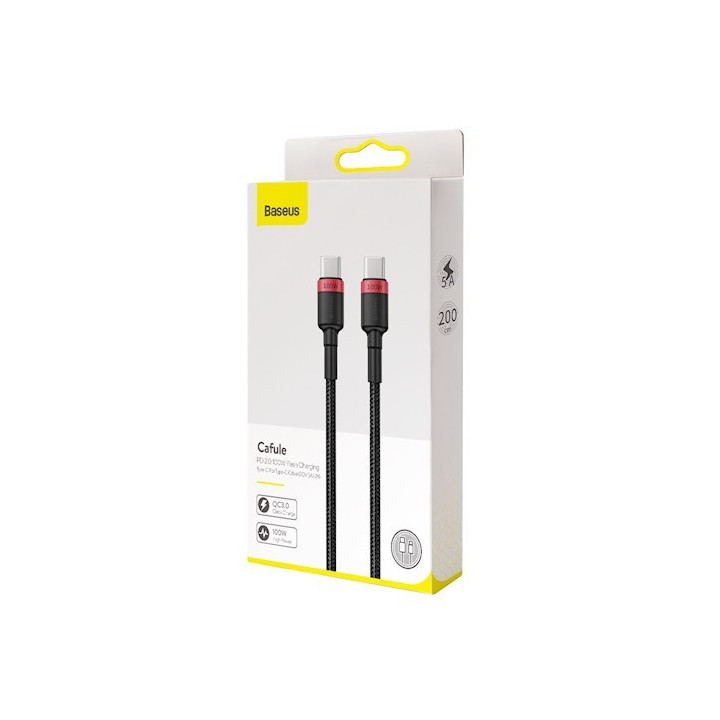 Baseus Kabel Cafule PD Type C -Type C 2m 5A 100W rdeč