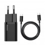 Baseus polnilec Super Si PD 25W 1x Type-C in USB-C kabel črn